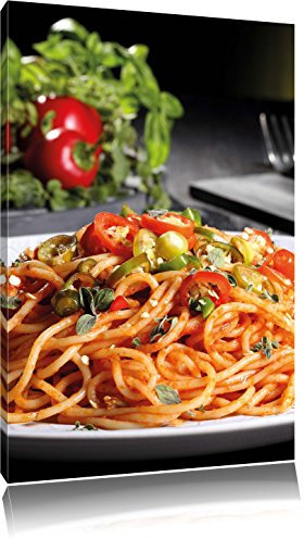 Pixxprint Leckere Spaghetti Italia, Größe: 60x40cm, Leinwandbild, fertig gespannt, Wandbild, Dekoration, Kunstdruck, kein Poster