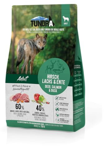 Tundra Trockenfutter Hundefutter Hirsch, Ente & Lachs - getreidefrei (750 g)