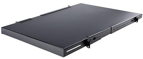 StarTech.com 1U Adjustable Server Rack Mount Shelf - 175lbs - 19.5 to 38in Adjustable Mounting Depth Universal Tray for 19 AV, Data & Network Equipment Rack - 27.5in Deep (ADJSHELFHD)