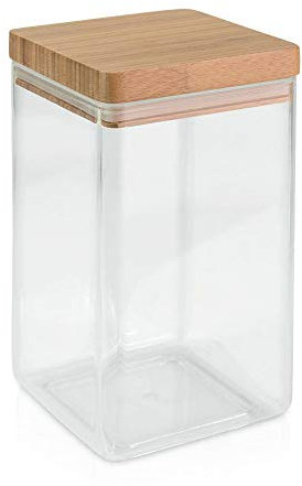 Metaltex Aroma Line Fassungsvermögen 1,7 l, quadratisch, Acryl, mit Deckel, aus Bambus