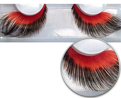 Grimas professionelle Fashionwimpern | Nummer 260 - Schwarz/Rot wild geschwungen | Hochwertige falsche Wimpern in besonderem Design für Karneval, Theater, Halloween und mehr