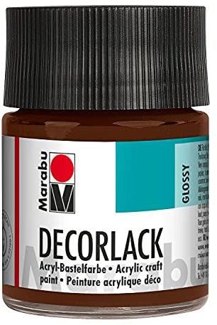 Marabu Marabu 11300005040 - Peinture décorative acrylique marron moyen 040 - 50 ml - Vernis acrylique brillant à base d'eau - Résistant aux intempéries - Résistant à la salive