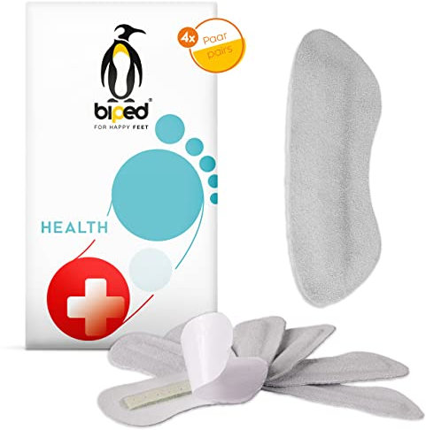 biped HEALTH 4 Paar Anti Slip Fersenhalter - schnelle Hilfe bei zu großen Schuhen und harten Fersen Kappen - selbstklebendes Fersenpolster aus weichem Velours Leder z2392