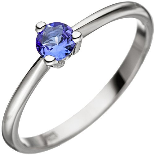 Jobo Damen Ring 585 Gold Weißgold 1 Tansanit blau Weißgoldring Größe 56