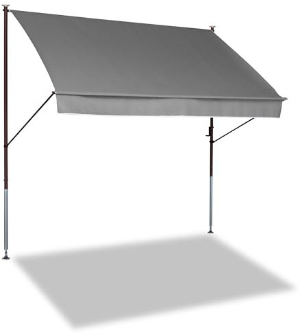 Angerer Klemmmarkise Style mit Handkurbel, Terrasse/Balkon, einfache Montage ohne Bohren, Made in Germany, hochwertiger Stoff, UV-beständig, höhenverstellbar, wasserabweisend, 150 cm Helllgrau