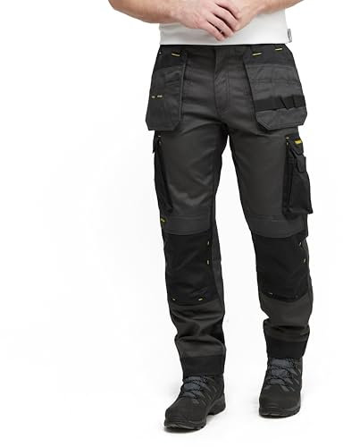 STANLEY Austin Men's Holster Pocket, Stretch, Regular Fit, Cargo Work Trousers, Grey/Black, W32/L31