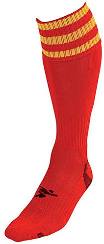 Precision Childrens/Kids 3 Stripe Pro Soccer Socks (13 Little Kid, 3) (Red/Yellow)