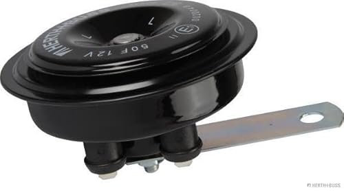 HERTH+BUSS Signalhorn 12 V Metallgehäuse und Halter verzinkt, Membrane schwarz, mit Flachsteckanschlüssen, Halter am Horn für Befestigungsschraube M8. Leistungsaufnahme: 72 W