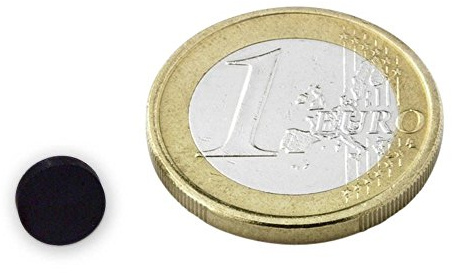 20 x Scheibenmagnet Rundmagnet Ø 8 x 2mm Ferrit Y30 - Haftkraft 150g - Keramik-Magnet rund, unbeschichtet - 20 Stück - Magnetscheiben