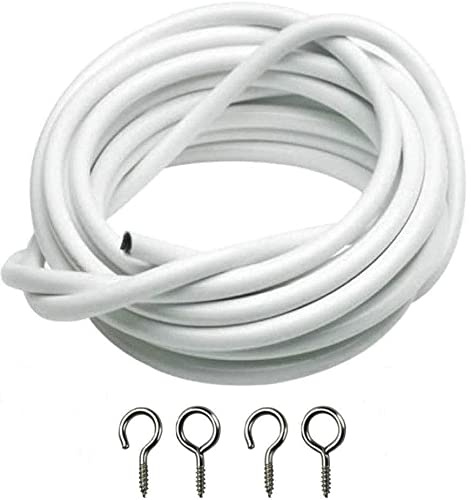 live-wire-direct Seilspannsystem für Vorhänge, inkl. Ösen und Haken, Weiß - 1 m