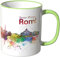 WANDKINGS® Tasse, Schriftzug Guten Morgen Rom! mit Skyline - HELLGRÜN