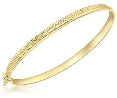 CARISSIMA Women's 9ct Yellow Gold Diamond Cut Bangle