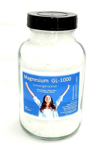 Magnesium-Chlorid Granulat im 1000ml Glas - Magnesium - Nehmen Sie Magnesium in einer besonders reinen und vom Körper schnell verwertbaren Form ein: Als luftgetrocknetes Magnesiumchlorid vom Toten Meer! Nur das Beste für Ihren Körper! LABORGEPRÜFT & LEBENSMITTELREIN