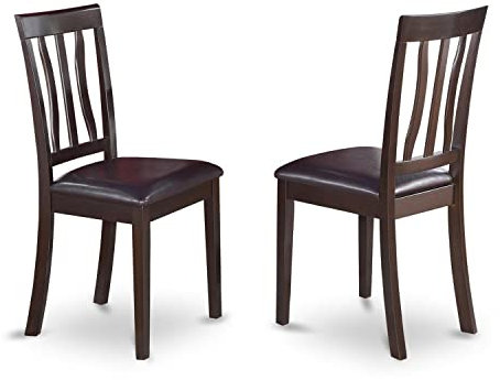 East West Furniture Antike Esszimmerstühle aus Kunstleder, gepolstert, 2 Stück, Cappuccino