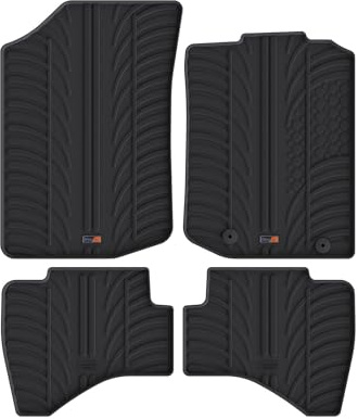 TRAVALL Rubber Car Mats (set of 4) compatible with Citroen C1 Peugeot 108 Hatch (2014-Current) Heavy Duty Floor Mats Moulded Premium Mats Easy Clean Black with Clips - Anti Slip All-Weather Protection
