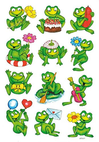 HERMA 5601 Lustige Tiere Sticker für Kinder, Frösche (36 Aufkleber, Papier, matt) selbstklebend, permanent haftende Motiv Etiketten für Mädchen und Jungen, bunt