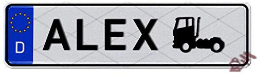 Namensschild zum selbst gestalten Witterungsbeständig ✓ Ideale Geschenkidee | Individuelles Nummernschild, Aluminium-Schild | Autoschild mit Namen | Aluschild, Kfz-Kennzeichen-Schilder mit Wunschtext