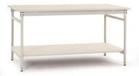 Manuflex BB5227.7035 Arbeitstisch mit Zwischenplatte 1500x800x780 mm Kunststoffplatte mit Zwischenablage RAL7035