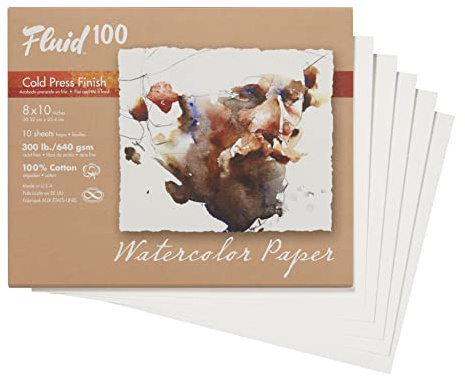 Speedball Fluid 100 Hot Press Watercolour Pochettes 8 x 10, White, Painting, Paper Sketchbook, Watercolor Pad, Art Supplies