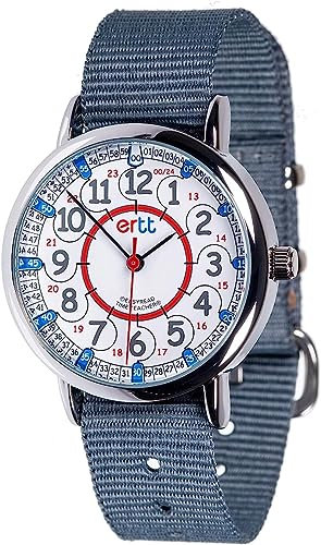 EasyRead Time Teacher Kinder Armbanduhr Jungen & Mädchen - Lernuhr Kinder Armbanduhr - 2-Stufen-Zeit-Lehrer Uhr Kinder - 12-24 Stunden-Anzeige - Kinder Uhren für Schulanfang - Lernuhr Kinder