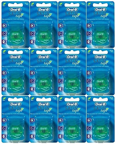 Oral-B Statin Tape Dental Floss 25m (12 Units) by Oral-B Satin Tape Mint