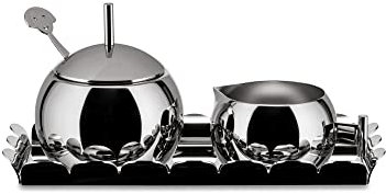 Alessi AM19 Anna Set - Servizio di Design per Zucchero e Crema con Vassoio, Acciaio Inossidabile 18/10 Lucido