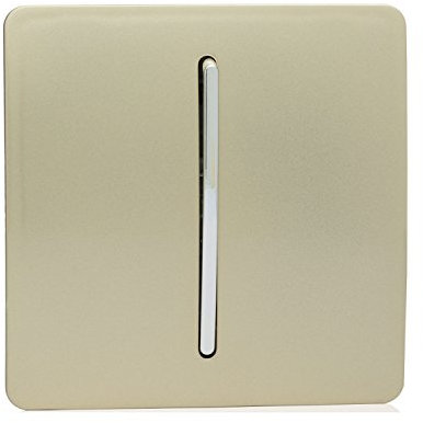 Trendi 1 Gang 2 Way 240V Screwless Raised Front Plate Plastic Artistic Modern Glossy 10 Amp Chrome Rocker Single Electrical Wall Light Switch Champagne Gold - ART-SS2GO