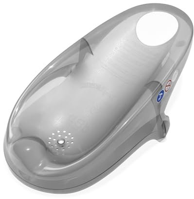 dBb Remond Transat de Bain Bébé - Forme Ergonomique - Appui-Tête Mousse - Position Inclinée - Trou Évacuation Eau - 3 Ventouses Maintien - L50 x l23 x H25 cm - Pour Bébé 0-6 Mois - Gris