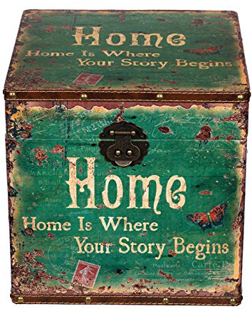 Truhe Kiste JS 14316 , Holztruhe mit Kunstleder bezogen im Vintage Look, Schatzkiste Kolonialtruhe 28cm x 28cm x 28cm