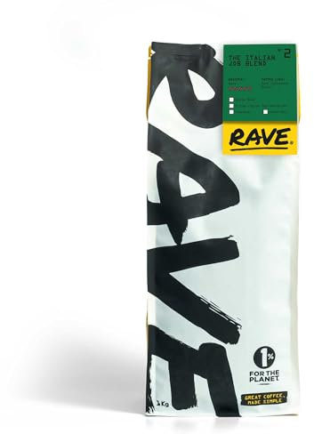 Rave Coffee - The Italian Job Blend Nº 2, Cafetière Grind Freshly Roasted Ground Coffee 1Kg