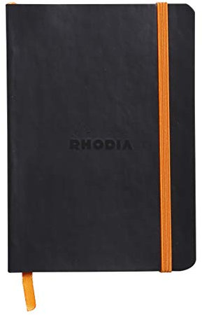 Rhodia 117352C Rhodiarama Notizheft (mit weichem Umschlag, dot grid, 72 Blatt, 90 g elfenbeinfarbenes Papier, DIN A6, 10,5 x 14,8 cm, Lesezeichen, Innentasche) 1 Stück schwarz