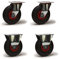 Lot de 4 roulettes pivotantes et fixes pneu gonflable 3.00-4 - 405 Kg