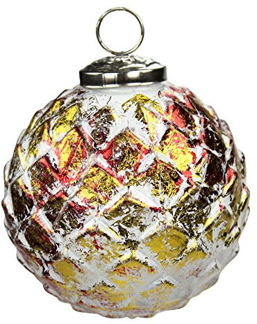 DECOLINE Glas Weihnachtskugeln 4 Stück Ananas Ø 10cm rot/Gold