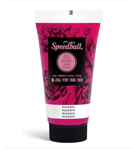 Speedball 75ml 2.5oz Water-Soluble Block Ink Magenta, For Block Printing, Lino Printing, Screen Printing, For Artists Kit