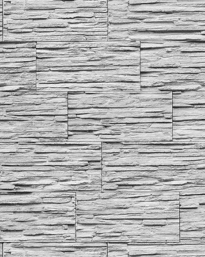 Papier peint quartzite ardoise en relief 1003-32 vinyle très résistant aspect pierre blanc gris clair 5,33 m2