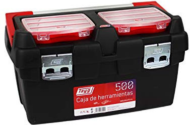 Tayg 165009 Werkzeugkasten aus Kunststoff-Aluminium Nr.500 Werkzeugkoffer 500/500 x 295 x 270 mm/schwarz-rot