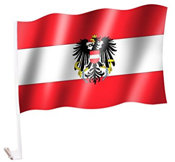 2 Stück/1 Paar Autoflagge/Autofahne Österreich mit Adler/Bundesadler - Fahne/Flagge für Auto 2x - car flag