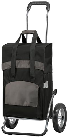 Andersen Einkaufstrolley - klappbar - 49 Liter - belastbar 60 kg - Stahlgestell - Trolley - Metallspeichen-Rad Ø 25 cm - Royal Shopper Steel Holly schwarz