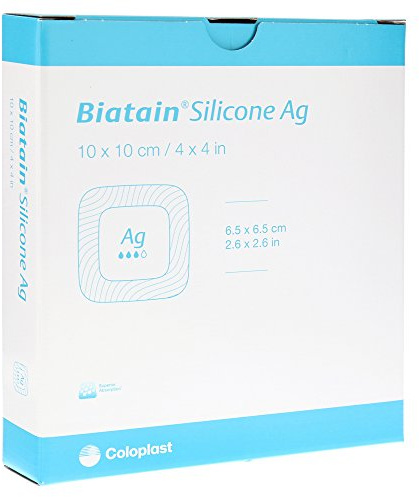 BIATAIN Silicone Ag Schaumverband 10x10 cm 5St
