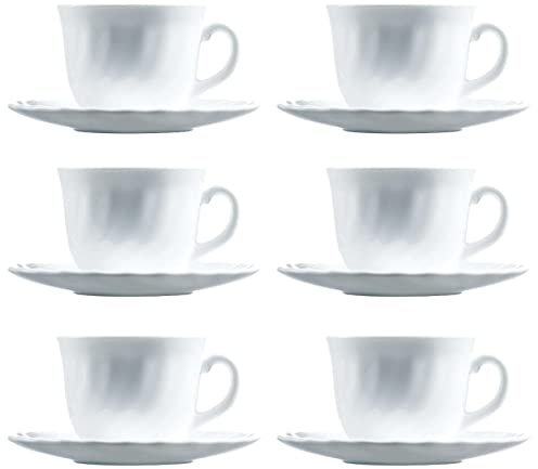 Luminarc Trianon Set 6 Tazas Con Plato Opal 22cl Opal Apto Microondas Apto Frigorífico Reciclable