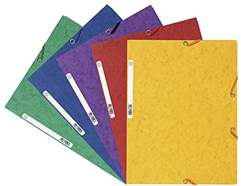 Exacompta 55515E 10er Pack Premium Einschlagmappe. Aus extra starkem Colorspan-Karton mit 3 Innenklappen und 2 Gummizügen DIN A4 farbig sortiert Sammelmappe Dokumentenmappe für Büro und Schule