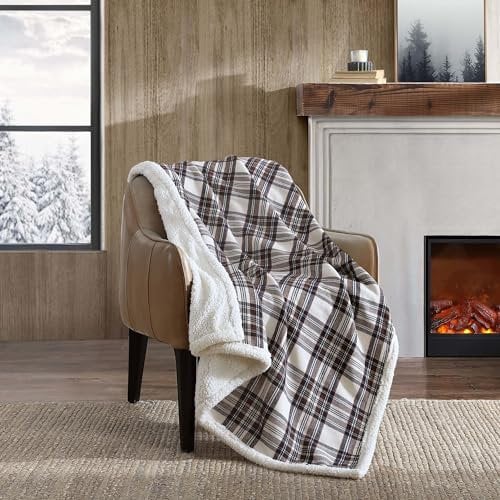 Eddie Bauer Decke, superweiche, wendbare Sherpa-Bettwäsche, gebürstetes Fleece, Überwurfdecken für Couch, ideal zum Entspannen (Edgewood Khaki)