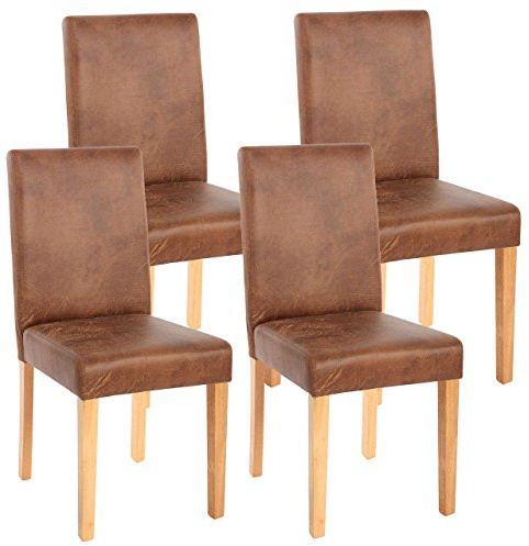 Mendler 4er-Set Stuhl Littau - Textil, Wildlederimitat, helle Beine | Küchenstuhl, Esszimmerstuhl