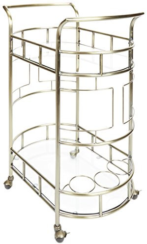Silverwood Sinclair Barwagen mit 2 Etagen, Metall und Glas, Antik-Gold