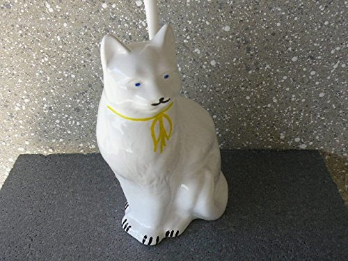 WC-Garnitur Katze aus Keramik mit Dekorbemalung