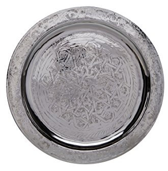 Vassoio orientale Oriente marocchino Vassoio da tè Vassoio di servizio color argento Mehdia - 40cm
