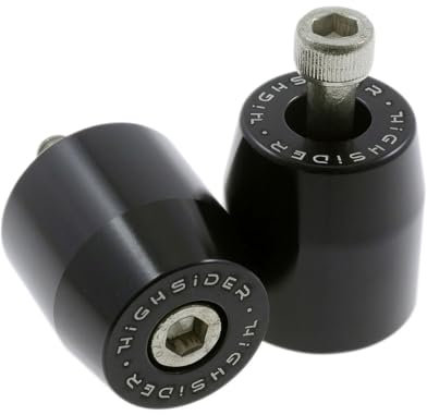 HIGHSIDER Lenkergewichte für 1 Zoll Lenkerendenspiegel, Alu, schwarz eloxiert, für div. SUZUKI Originallenker, Paar