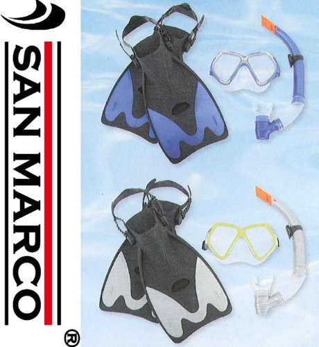 Maschera con boccaglio e Pinne idonee per Lo Snorkeling Sia per Piscina Che per Mare