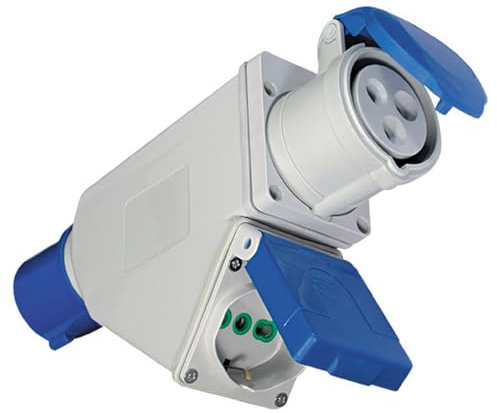 FANTON 73107 Adattatore industriale spina 2P+T 16A 200-250V 6h IP44 1 presa 2P+T 16A 200-250V 6h IP44 1 presa bipasso schuko 2P+T 16A IP44
