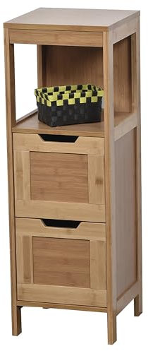 Niedriger Badezimmerschrank - 2 Schubladen + 1 Fach - exotischer Stil - aus BAMBUS